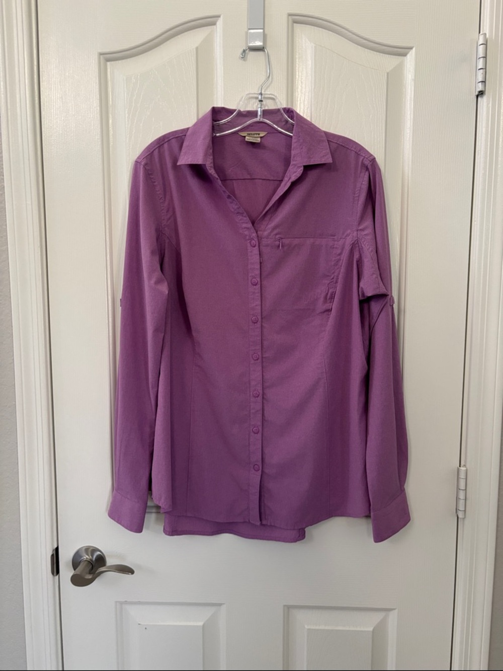 Duluth Trading Company Purple Breezeshooter Button Front Shirt Size Medium - Picture 2 of 9